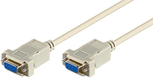 D-SUB 9 pin tilslutningskabel, hunstik/hunstik, serielt nullmodem