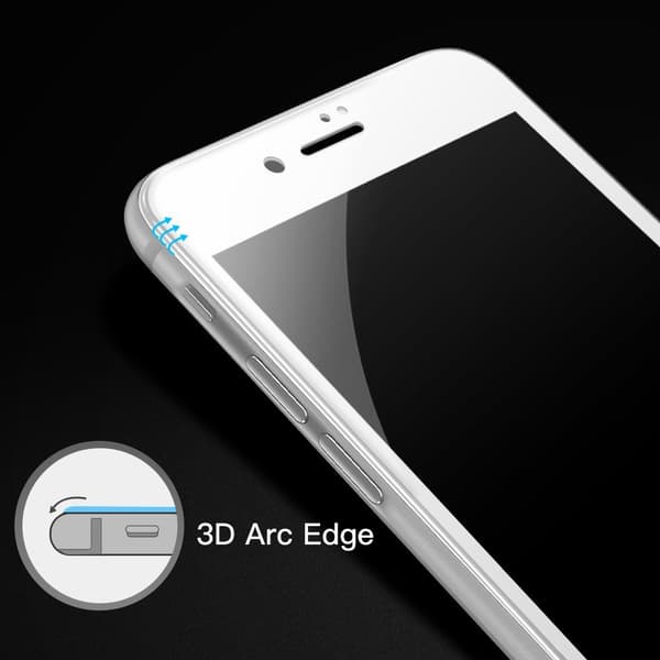 Skjermbeskyttelse iPhone 8 Plus herdet glass / 3D heldekkende - hvit