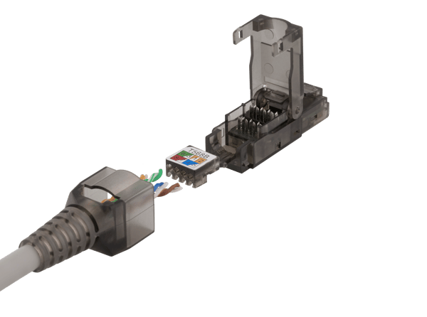 RJ45-liitin, Cat6a, suojaamaton, harmaa