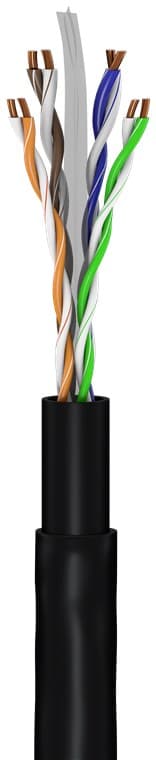 Patchkabel CAT 6A för dragning utomhus, U/UTP, svart