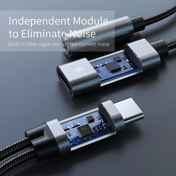 Adapter for 3,5 mm hodetelefoner og lader, USB-C Black