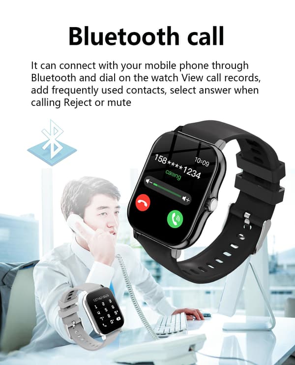 Smartklocka med Bluetooth-samtal och aktivitetsmätare Black