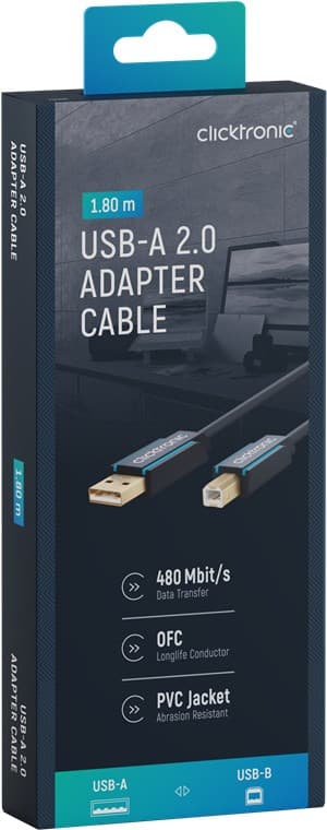 USB-A til USB-B 2.0 adapterkabel