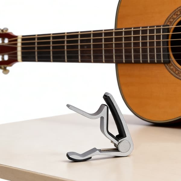 Gitarcapo i aluminiumslegering for akustiske gitarer Silver