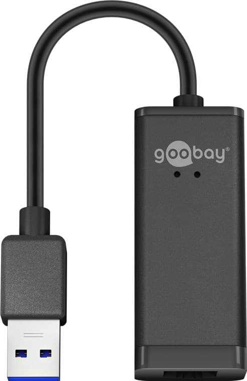 USB-A Ethernet-sovitin, musta
