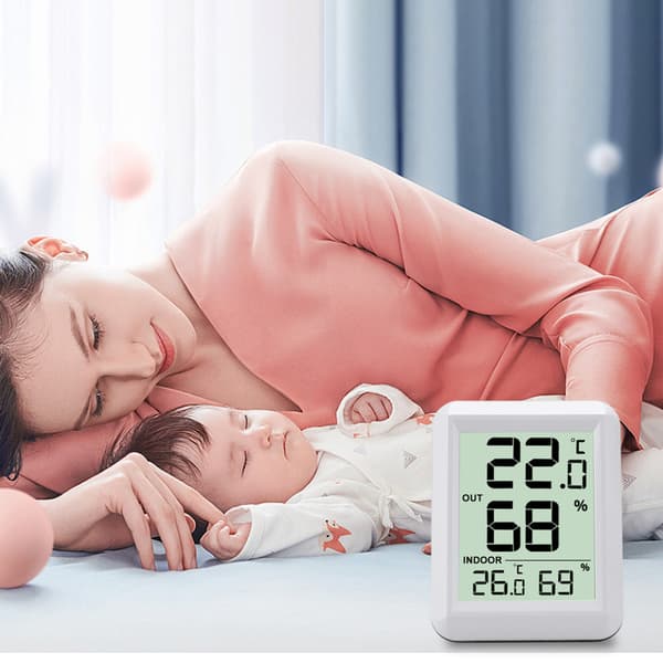 Indendørs/udendørs trådløst termometer og hygrometer White