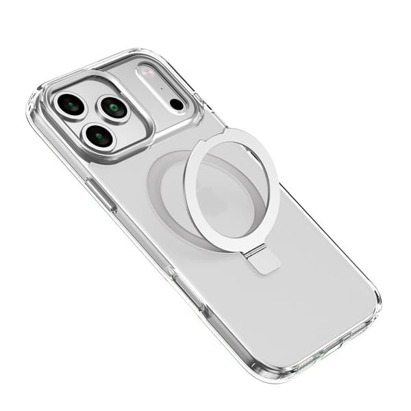 Sølvfarget telefondeksel kompatibelt med iPhone 17 Pro Max - Magnetisk, stativ, støtsikkert