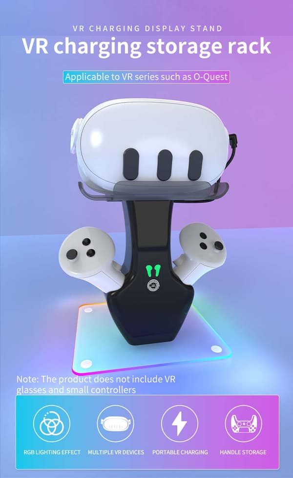 Ladedokk og kontrollerstativ for Oculus Quest 3/4s