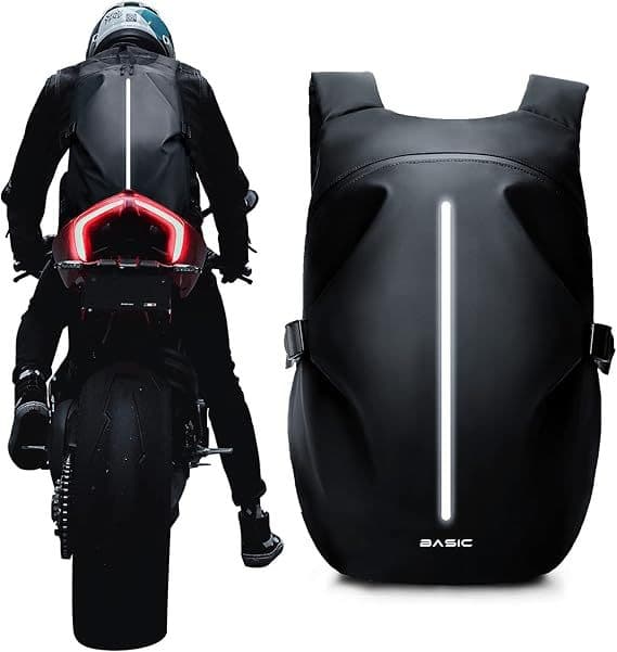 Reflekterende Motorcykel Rygsæk - Sort, Multi-Purpose Design