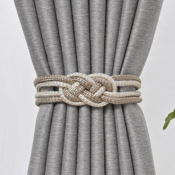 Flätade Magnetiska Gardinfästen, 2-pack White+Grey