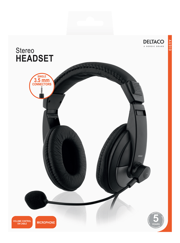 Headset, 40mm element, 1x4-pin 3.5mm connector, black
