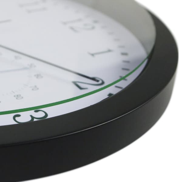 Lydløst vægur med termometer hygrometer Black
