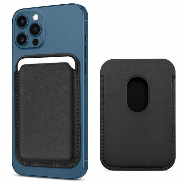 Magnetisk kortholder til iPhone 12/13-serie, sort kunstskinn