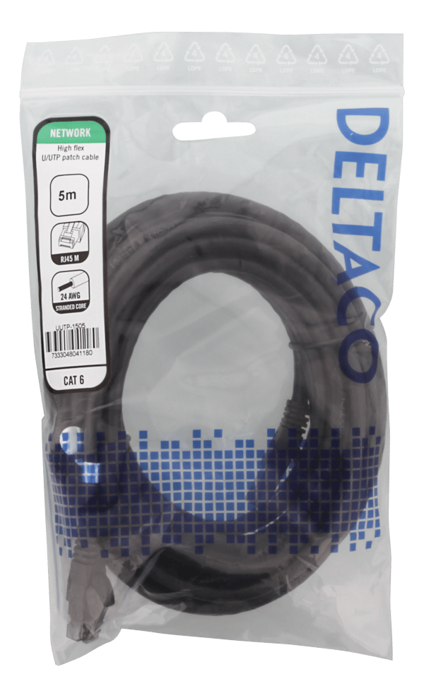 U/UTP High Flex Cat6, patch cable, 5m, TPE, black