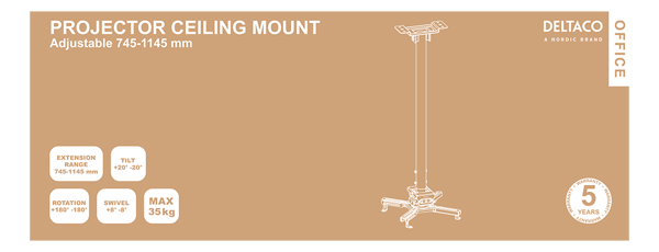 Projector mount  flat/inclined ceilings tilt swivel 35kg