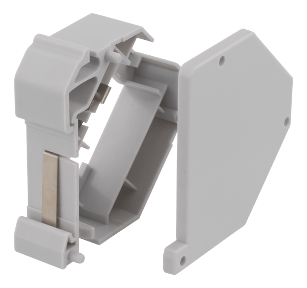 Keystone holder for DIN rail, shielding, plastic, grey
