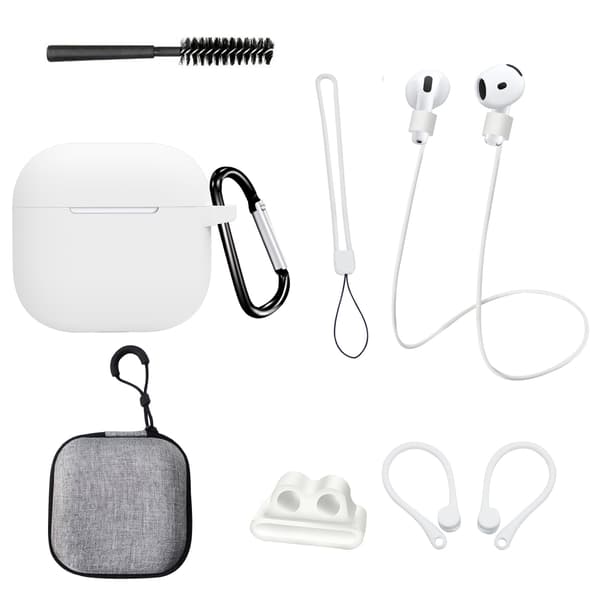 AirPods 4. generasjon åttedelt hvitt etui-sett