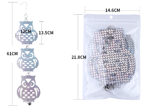 Reflekterande fågelskrämma i form av ugglor Silver 1 Pack