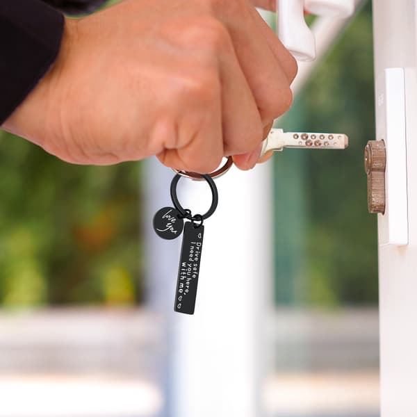 Nøkkelring "Drive safe" rustfritt stål Black
