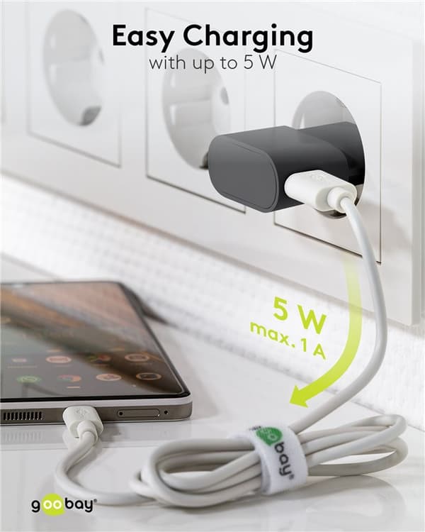 USB-A oplader (5 W) sort