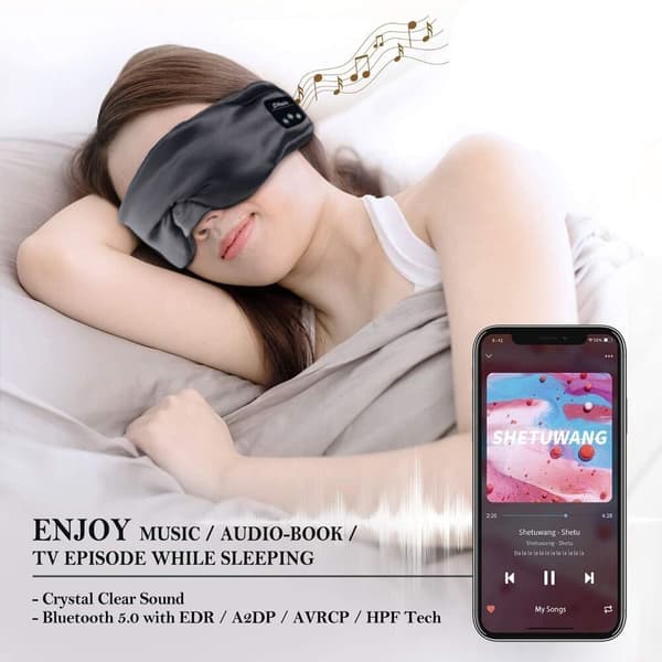 Bluetooth Sovmask med Inbyggda Högtalare Black