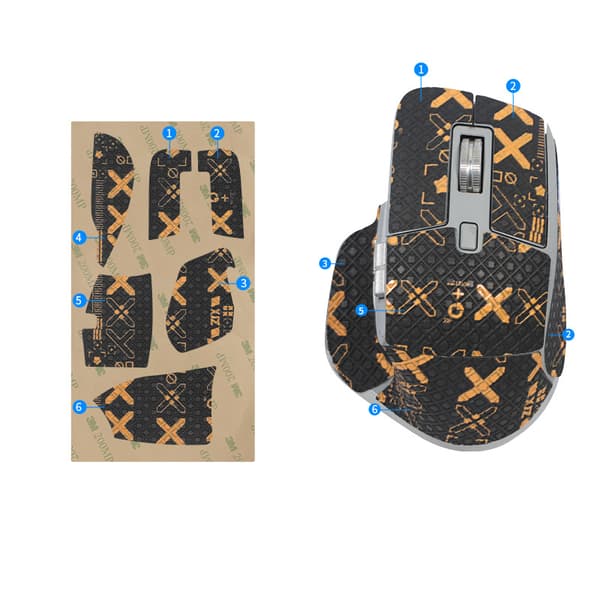 Forbedrede grepsmuseklistremerker for Logitech MX Master 3S Gold