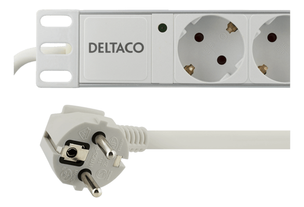 Power strip, 8xCEE 7/3, 1xCEE 7/7, 2m, cable, white