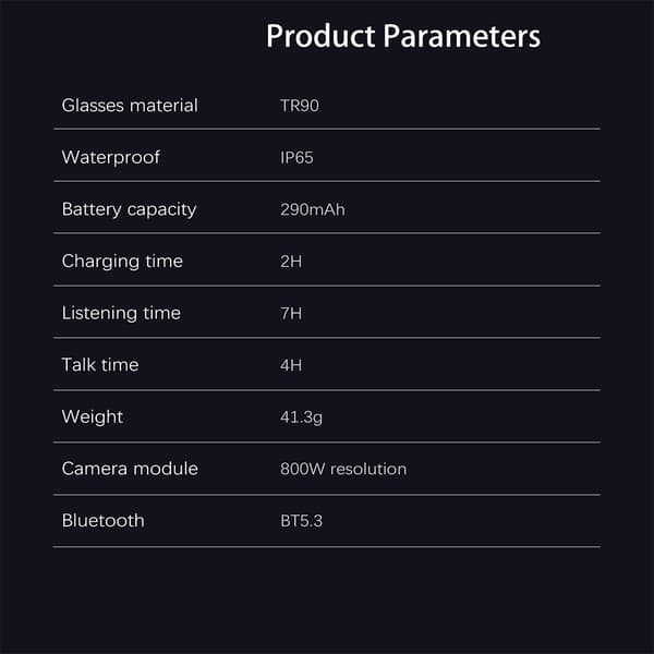Smartbriller med 8MP kamera, AI-oversettelse og lang batteritid