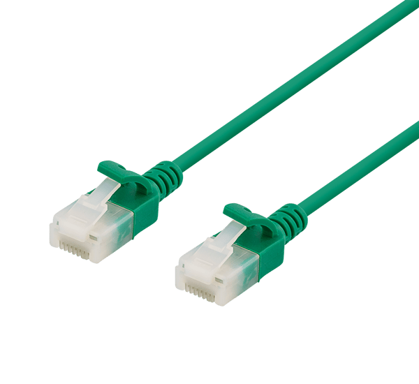 U/UTP Cat6a patch cable, slim, 3.5mm diameter, 3m, green