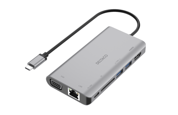 USB-C docking station, HDMI/VGA/2x USB-A space grey