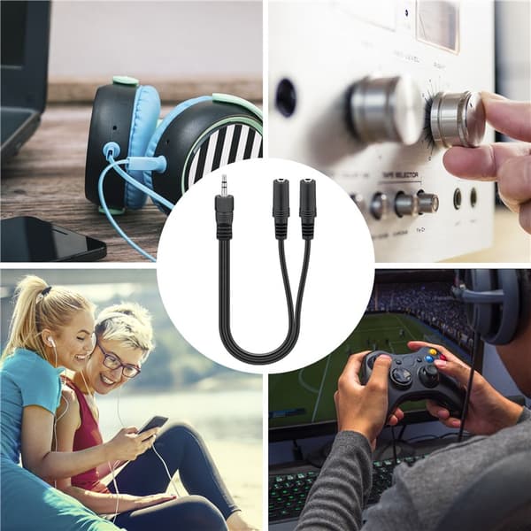 3,5mm lyd Y-kabel adapter, 1x han til 2x hun stereo
