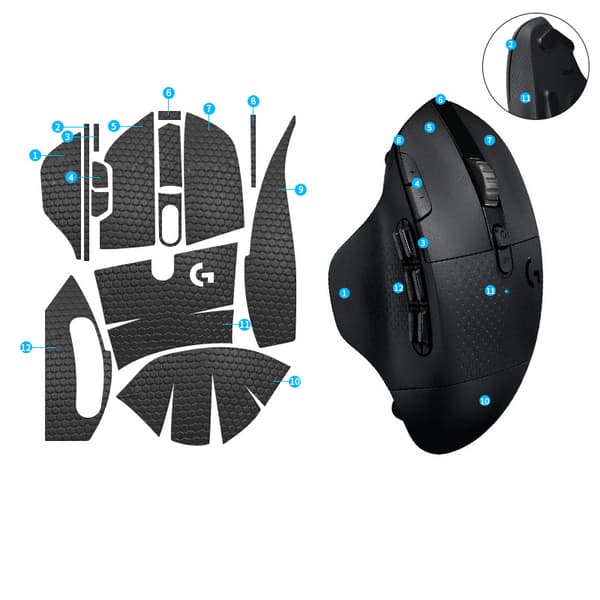 Logitech G604 -hiiren parannetut pitotarrat - musta