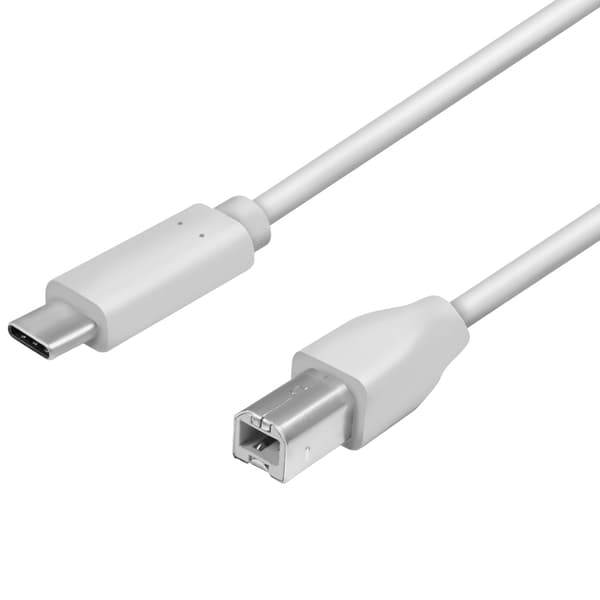 USB-C till USB-B 2.0 Kabel 2m Vit