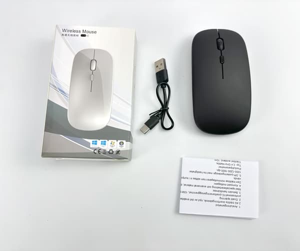 Trådlös Mus 2.4G - Tyst Optisk Datormus Black