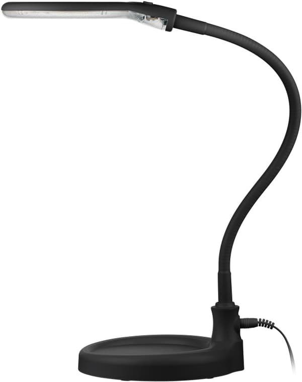 LED forstørrelseslampe med stativ/klemme, 6 W, sort
