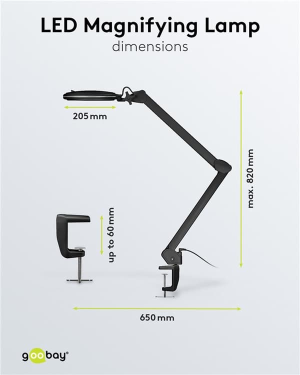 LED-luplampe med klemme, 10 W, sort