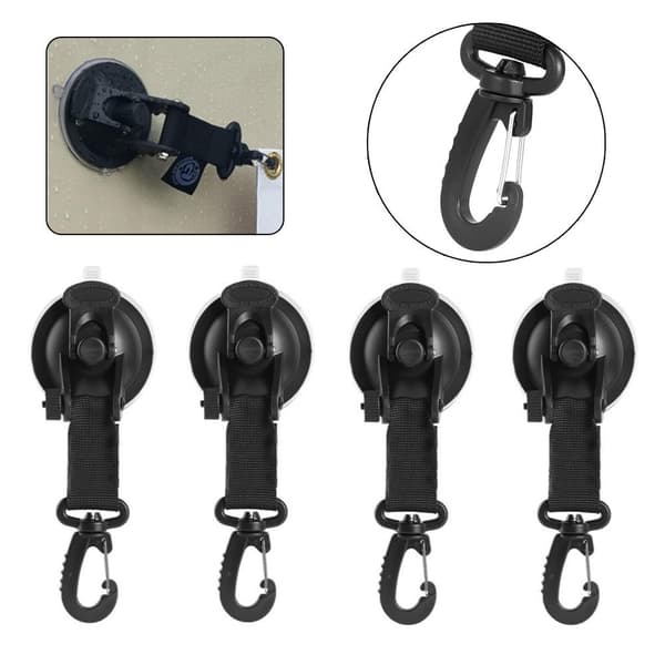 4-pack Camping krokar med sugkopp Black