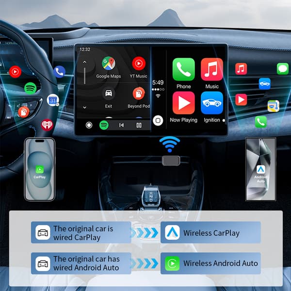 Langaton CarPlay & Android Auto -sovitin autoihin