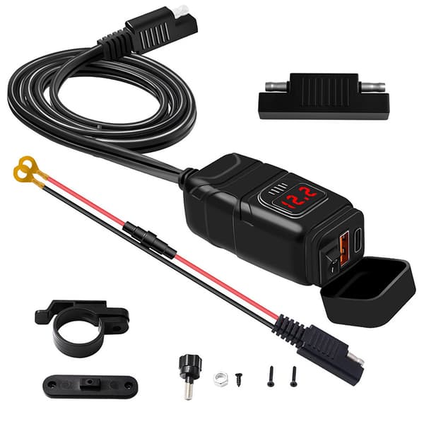 USB-C / USB hurtigoplader til bil og motorcykel Black