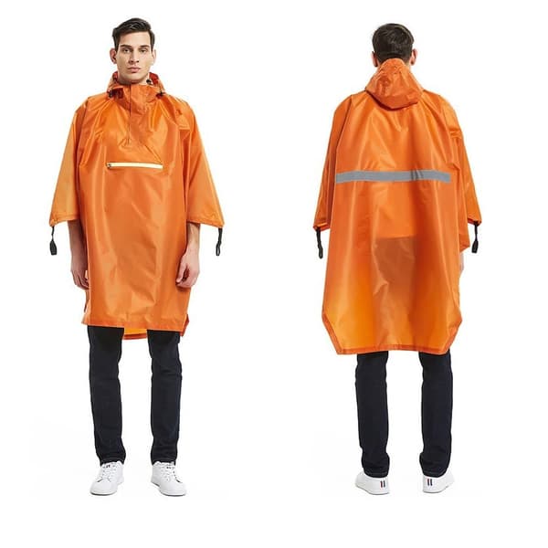 Vandtæt regnponcho - sort polyester PU Orange