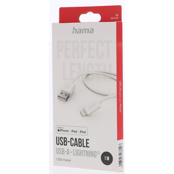 Charging Cable USB-A to Lightning White 1.0m