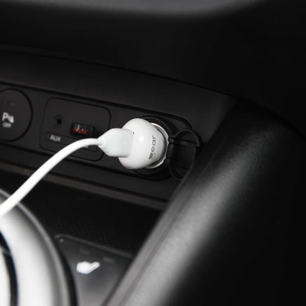 Lader 12/24V 1xUSB 1A + MicroUSB Rund Kabel 1.0m Hvid