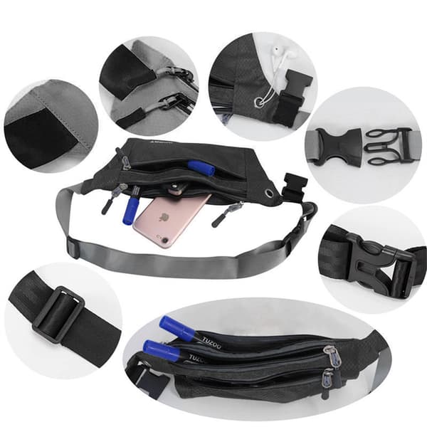 Hundkoppel Handsfree med Midjeväska Black