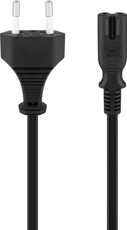 Tilkoblingskabel med Europlugg, 1,3 m, sort