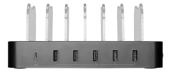 USB charging station 5x USB-A, 1x USB-C fast charge, black