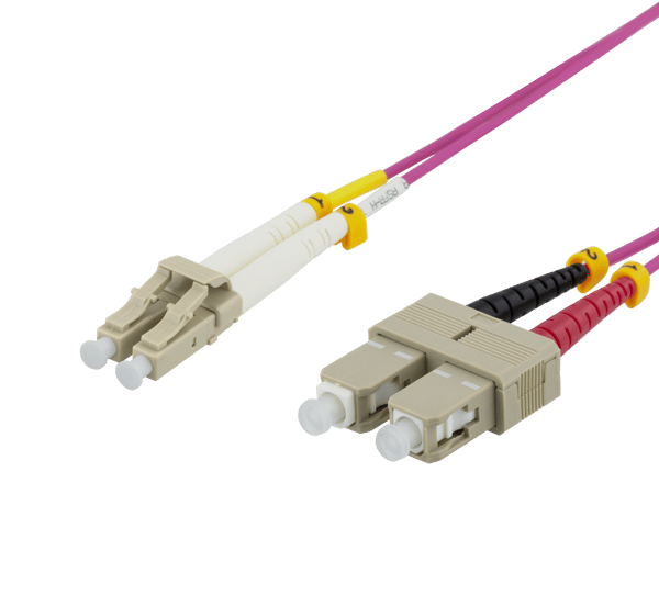 OM4 Fiber cable, LC – SC, duplex, multimode, 50/125, 15m