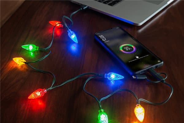 USB-ladekabel for smarttelefon med LED-lys