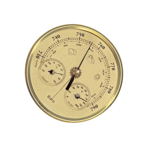 130mm Analog Barometer med Termometer og Hygrometer - 3-i-1 Værstasjon Gold