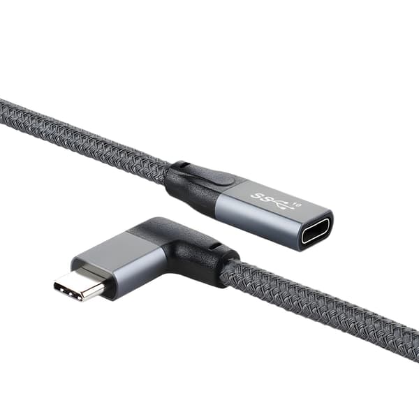 100W USB-C forlængerkabel - 20Gbps data & 4K video - vinkelret design 1m