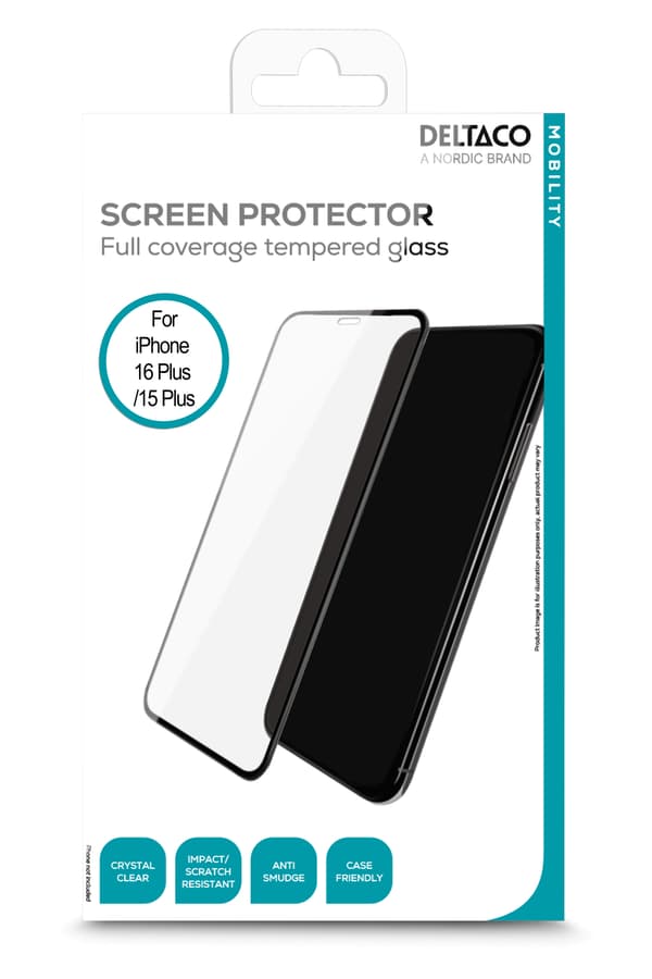 Screen protector, iPhone 15 Plus/16 Plus, full coverage